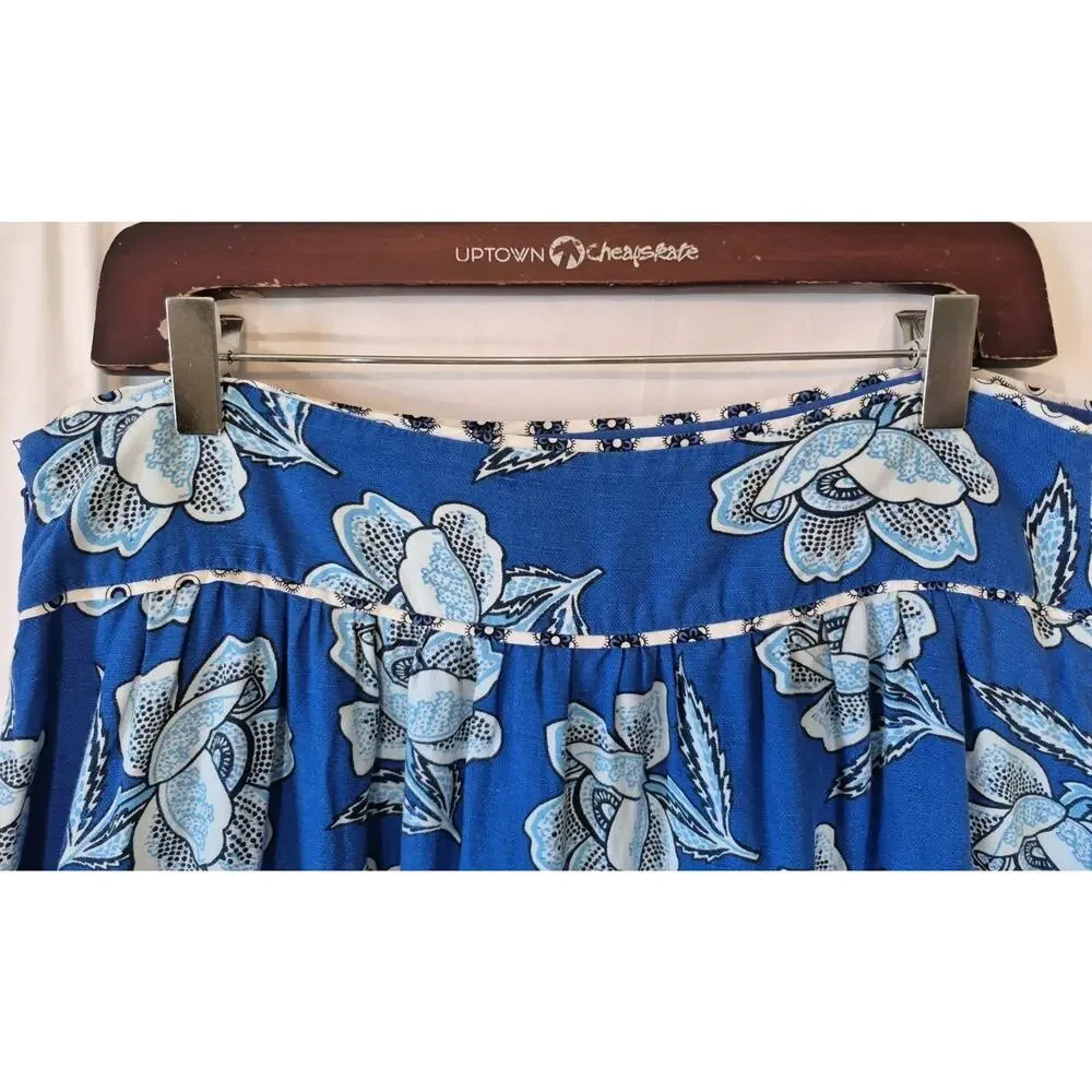 Anthropologie Maeve Alyssa Blue Floral Midi Skirt US 14 - Picture 13 of 13